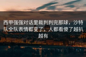 西甲强强对话里裁判判完那球，沙特队全队表情都变了，人都看傻了越扒越有