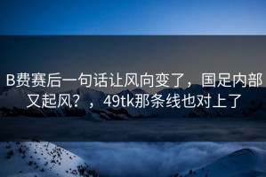 B费赛后一句话让风向变了，国足内部又起风？，49tk那条线也对上了