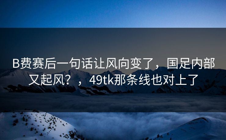 B费赛后一句话让风向变了，国足内部又起风？，49tk那条线也对上了