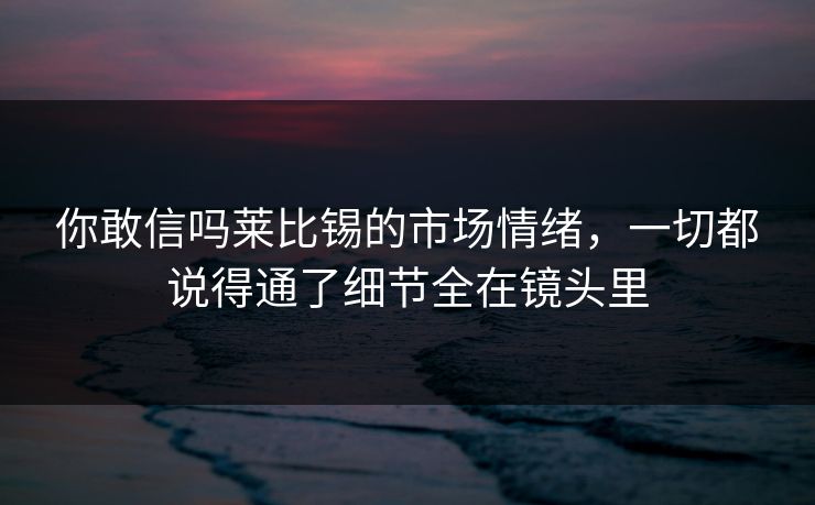 你敢信吗莱比锡的市场情绪，一切都说得通了细节全在镜头里