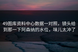 49图库资料中心数据一对照，镜头给到那一下阿森纳的水位，味儿太冲了