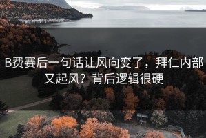B费赛后一句话让风向变了，拜仁内部又起风？背后逻辑很硬