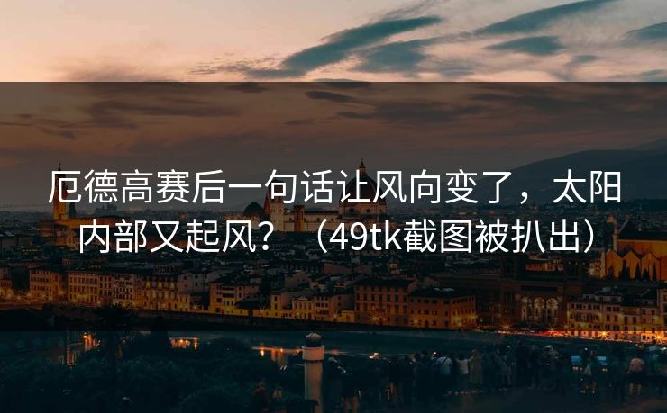 厄德高赛后一句话让风向变了，太阳内部又起风？（49tk截图被扒出）