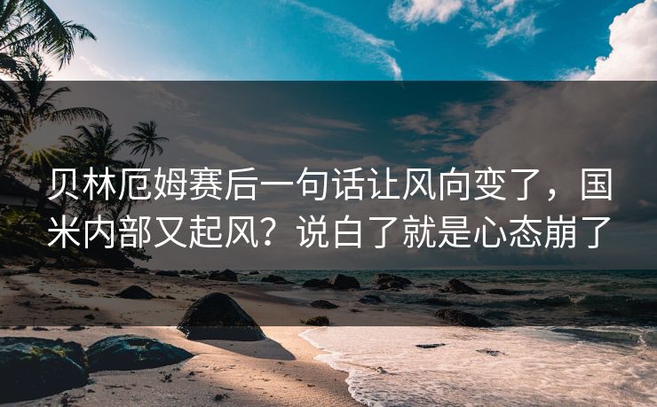 贝林厄姆赛后一句话让风向变了，国米内部又起风？说白了就是心态崩了